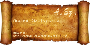 Ascher Szilveszter névjegykártya